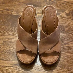 Tory Burch Bailey Suede Platform Wedge Mule Sandal